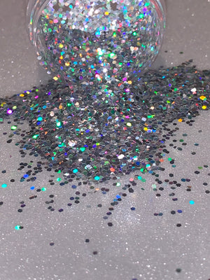 Silver holographic chunky glitter