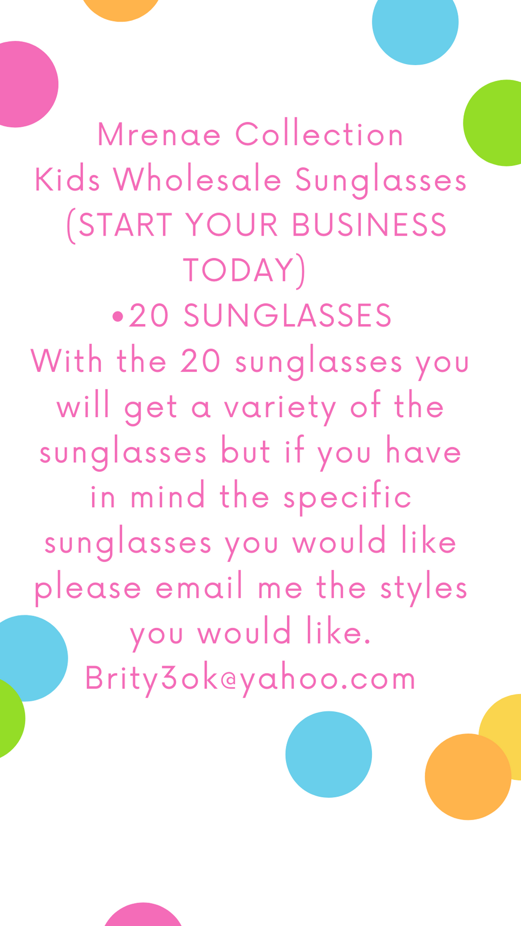 20 KIDS SUNGLASSES