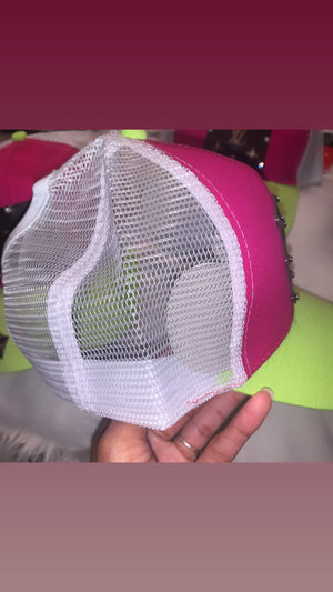 LV lime green/pink hat